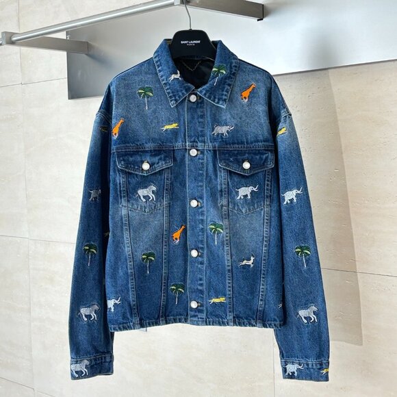 Louis Vuitton LV New Collection Animal Embroidered Denim Jacket Men's - Picture 2 of 14